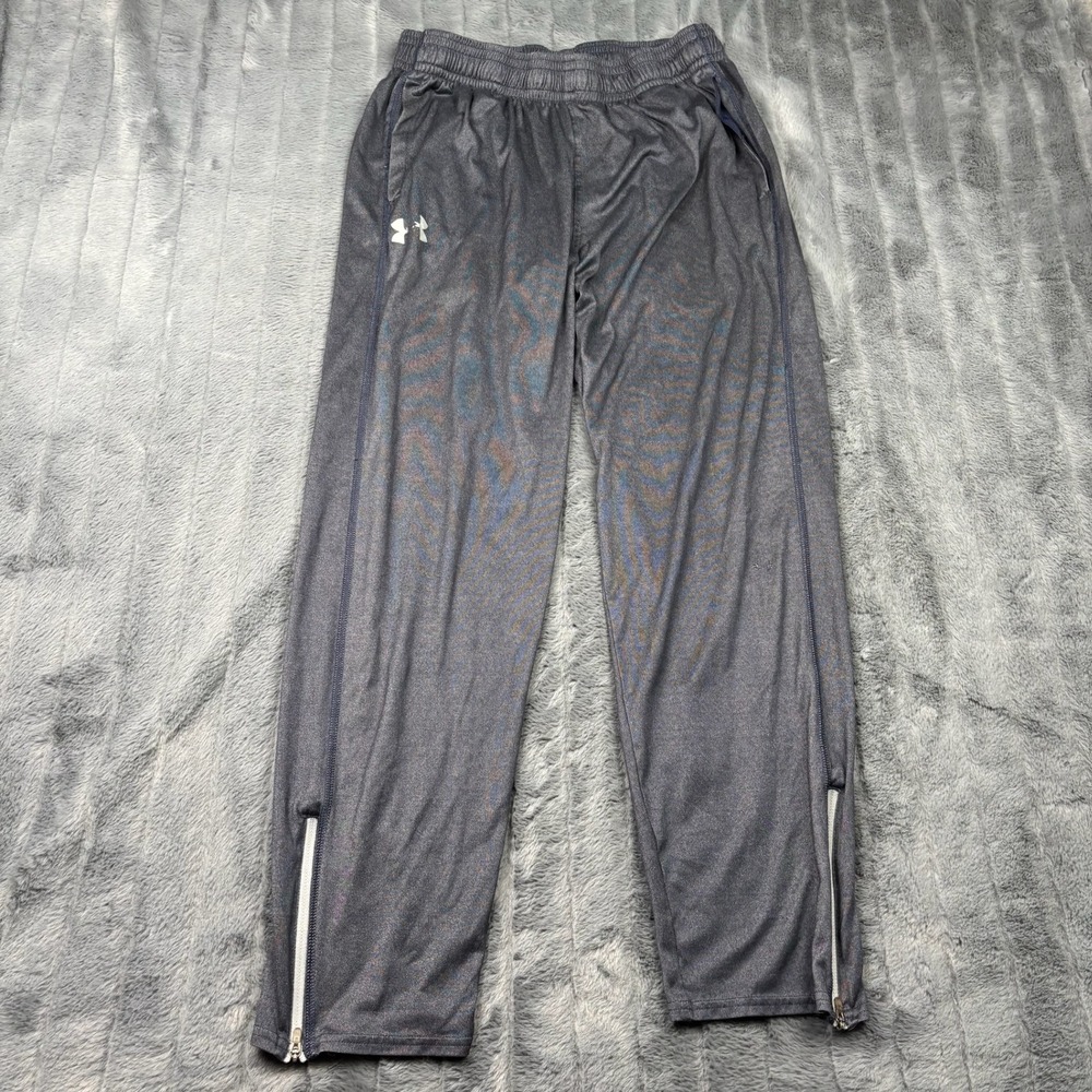 Under Armour HeatGear Mens Gray Loose Fit Ankle Zip Athletic Track Pants Large